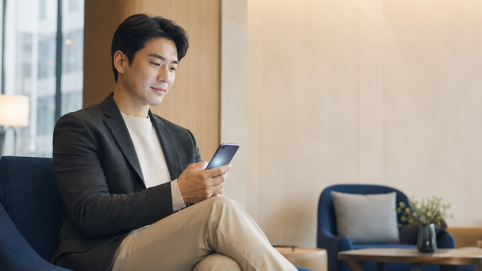상담 전에 보험전문가의 이력을 스마트폰으로 확인하는 고객